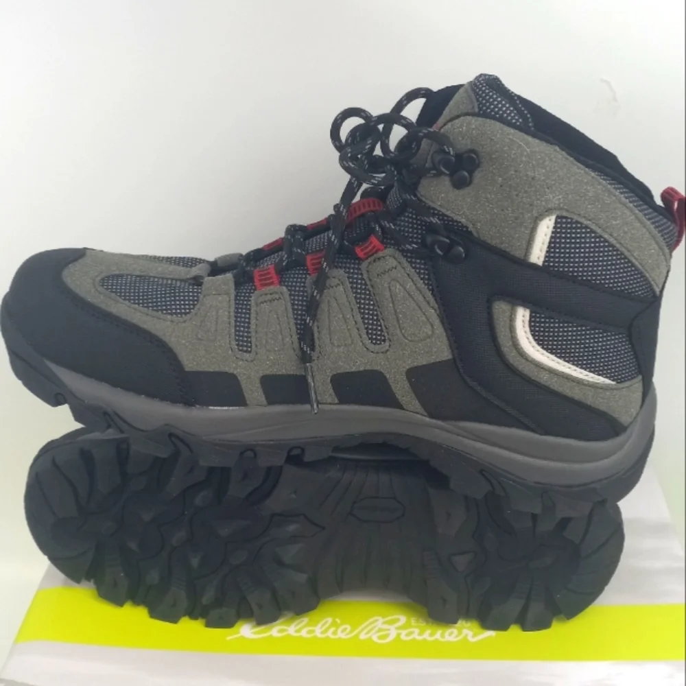 EDDIE BAUER GRAY HIKING WATER RESISTANT NYLON SOCK LINING BOOT SIZE 11